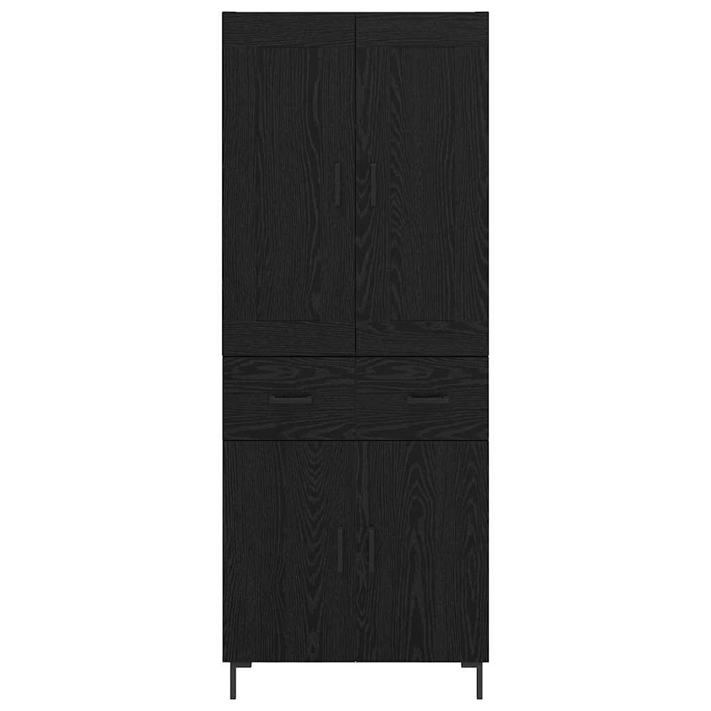Magasfiú 2 pcs Fekete tölgy 69,5 x 34 x 180 cm Szerelt Fa