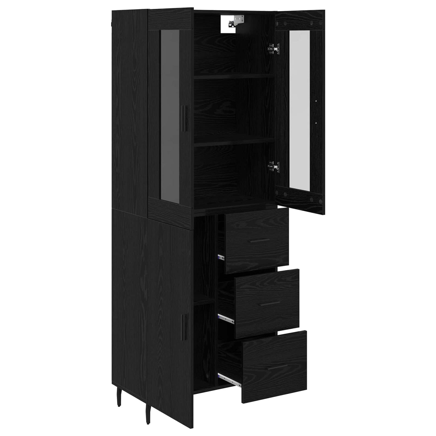 Magasfiú 2 pcs Fekete tölgy 69,5 x 34 x 180 cm Szerelt Fa