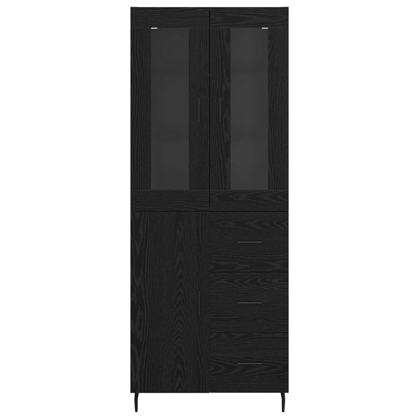Magasfiú 2 pcs Fekete tölgy 69,5 x 34 x 180 cm Szerelt Fa