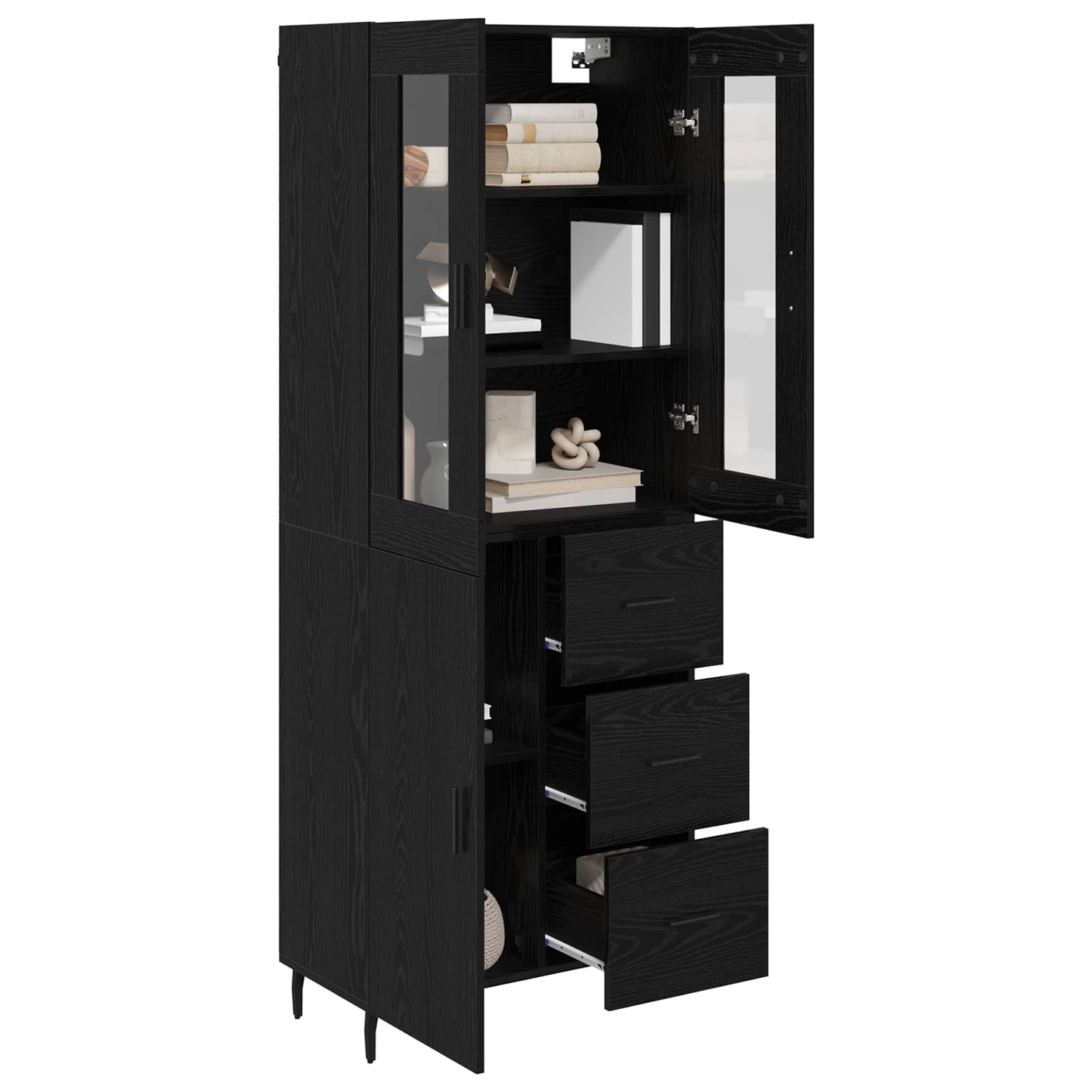 Magasfiú 2 pcs Fekete tölgy 69,5 x 34 x 180 cm Szerelt Fa