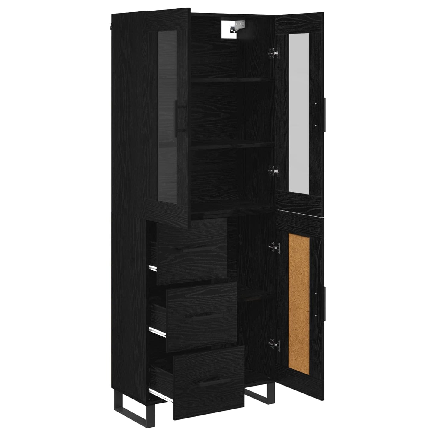 Magasfiú 2 pcs Fekete tölgy 69,5 x 34 x 180 cm Szerelt Fa