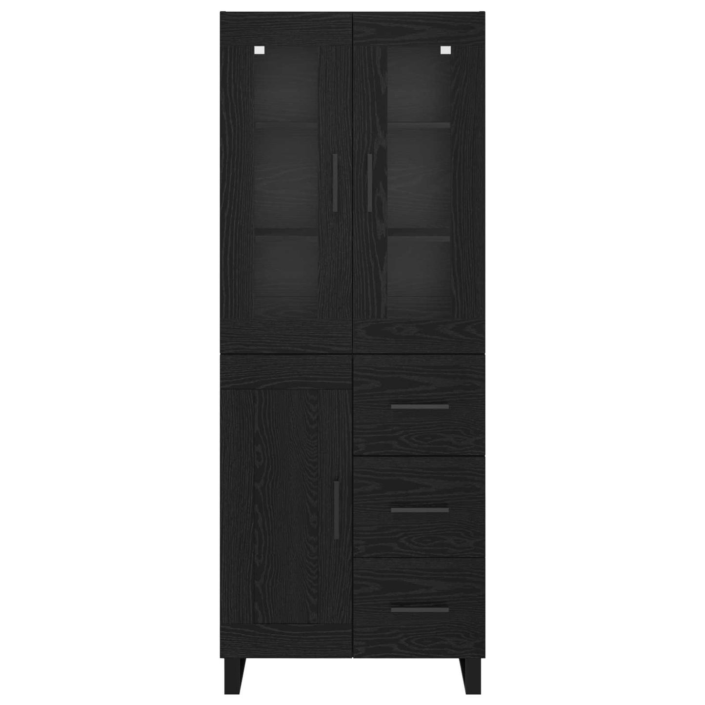 Magasfiú 2 pcs Fekete tölgy 69,5 x 34 x 180 cm Szerelt Fa