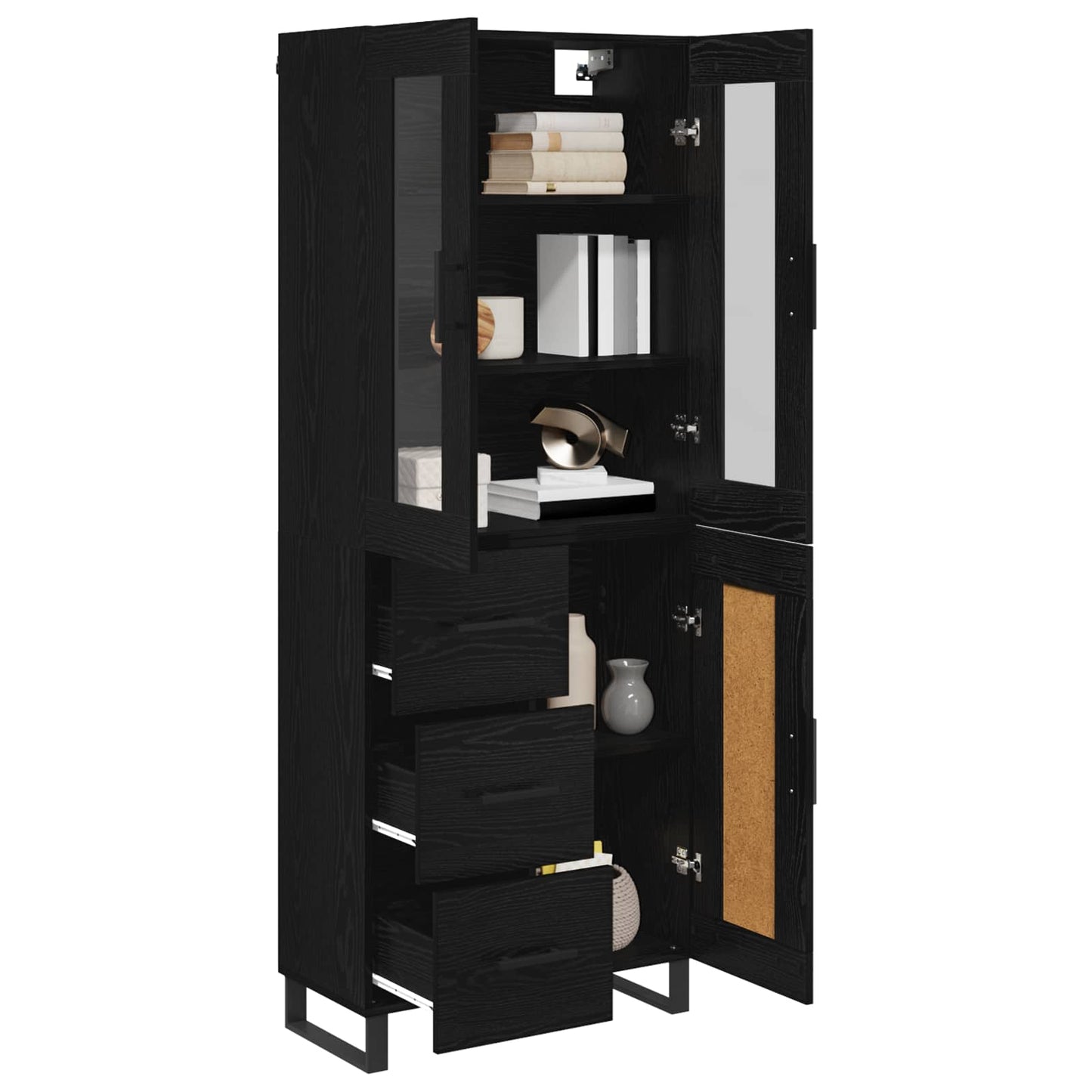 Magasfiú 2 pcs Fekete tölgy 69,5 x 34 x 180 cm Szerelt Fa