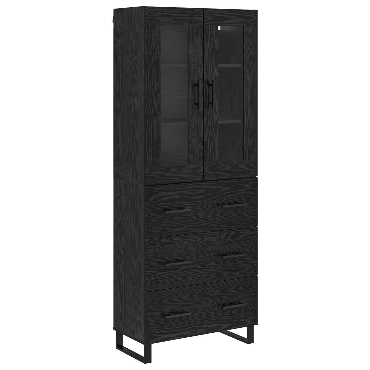 Magasfiú 2 pcs Fekete tölgy 69,5 x 34 x 180 cm Szerelt Fa