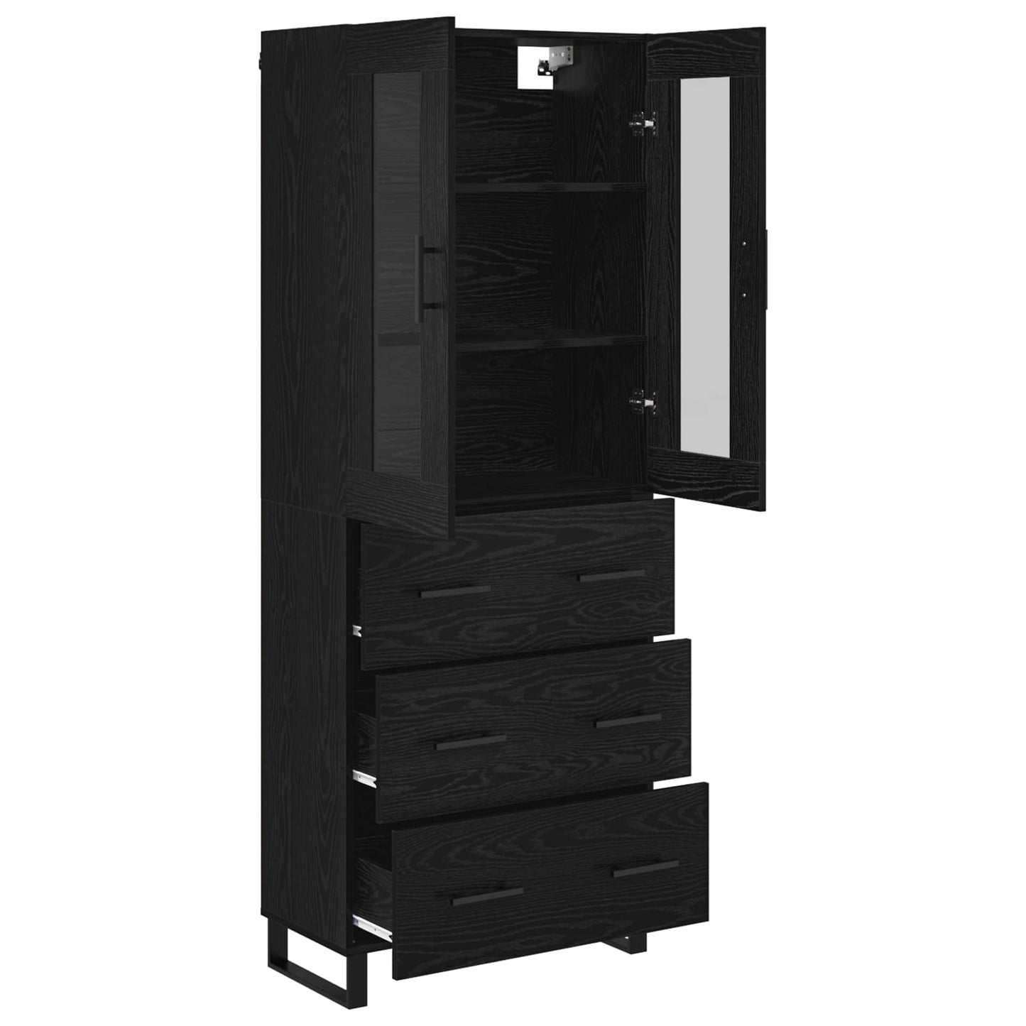 Magasfiú 2 pcs Fekete tölgy 69,5 x 34 x 180 cm Szerelt Fa