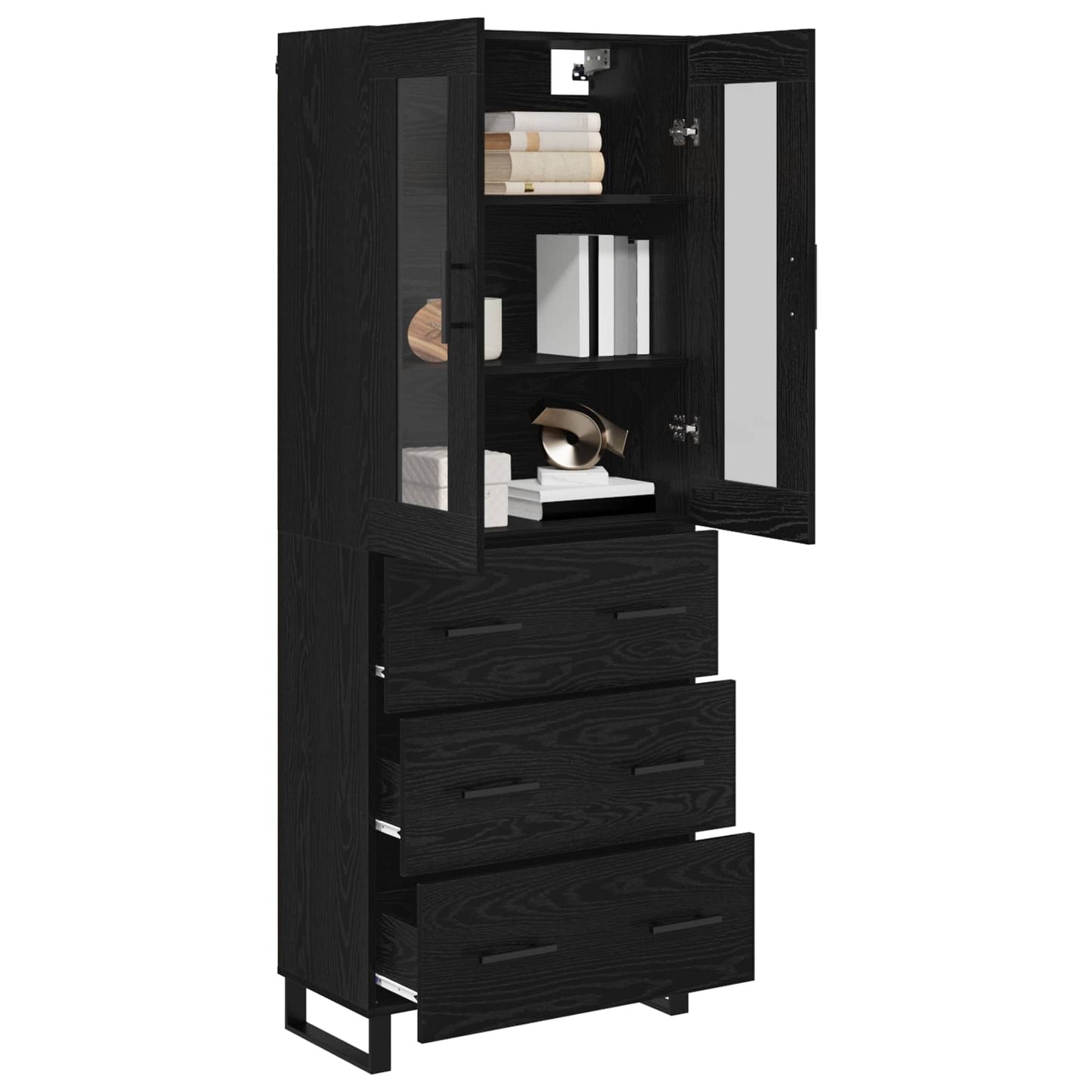Magasfiú 2 pcs Fekete tölgy 69,5 x 34 x 180 cm Szerelt Fa