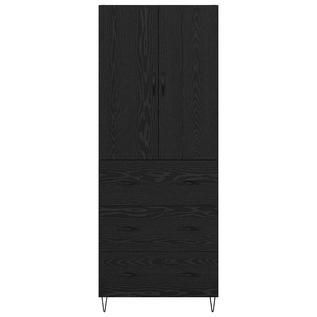 Magasfiú 2 pcs Fekete tölgy 69,5 x 34 x 180 cm Szerelt Fa