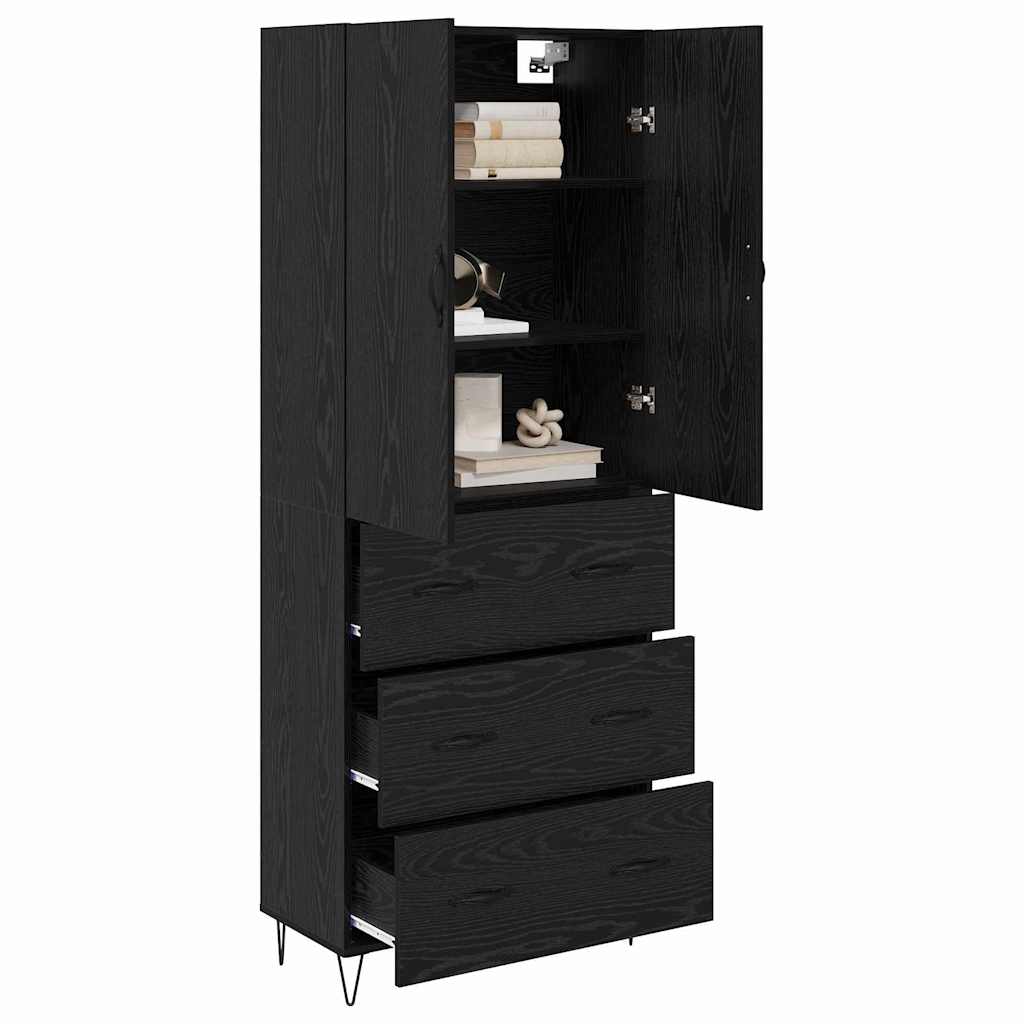 Magasfiú 2 pcs Fekete tölgy 69,5 x 34 x 180 cm Szerelt Fa