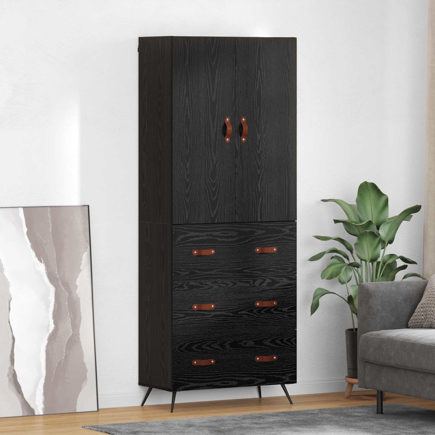 Magasfiú Fekete tölgy 69,5 x 34 x 180 cm Szerelt Fa