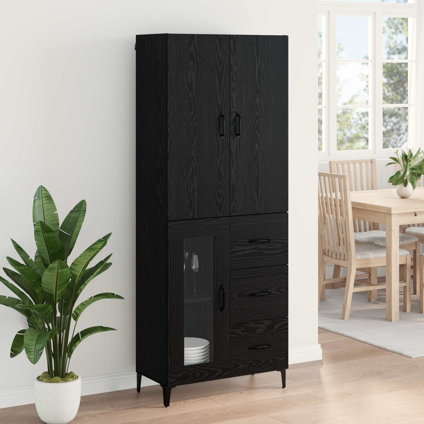 Magasfiú Fekete tölgy 69,5 x 34 x 180 cm Szerelt Fa