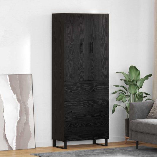 Magasfiú fiókkal 2 pcs Fekete tölgy 69,5 x 34 x 180 cm