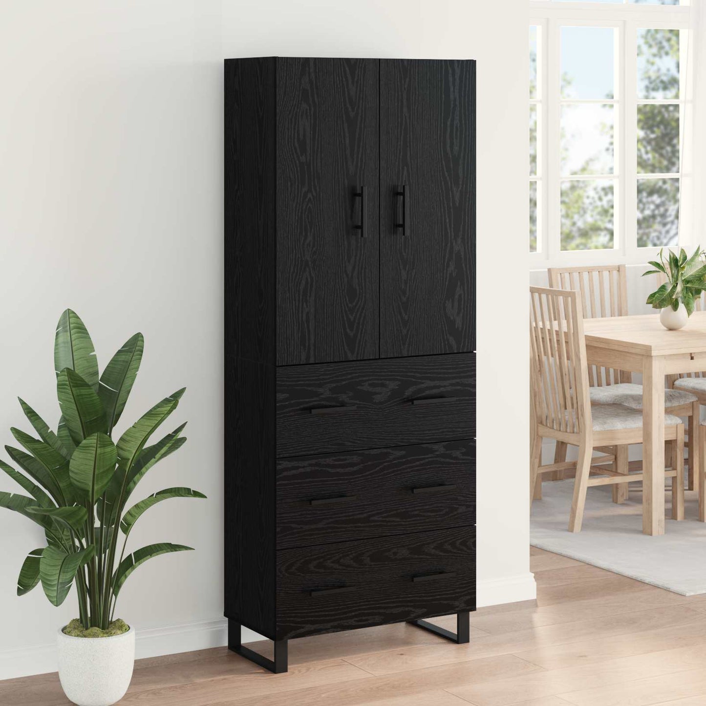 Magasfiú fiókkal 2 pcs Fekete tölgy 69,5 x 34 x 180 cm