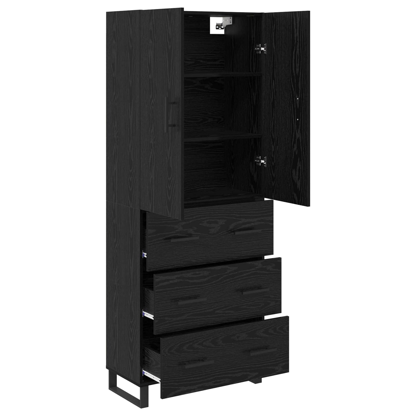 Magasfiú fiókkal 2 pcs Fekete tölgy 69,5 x 34 x 180 cm