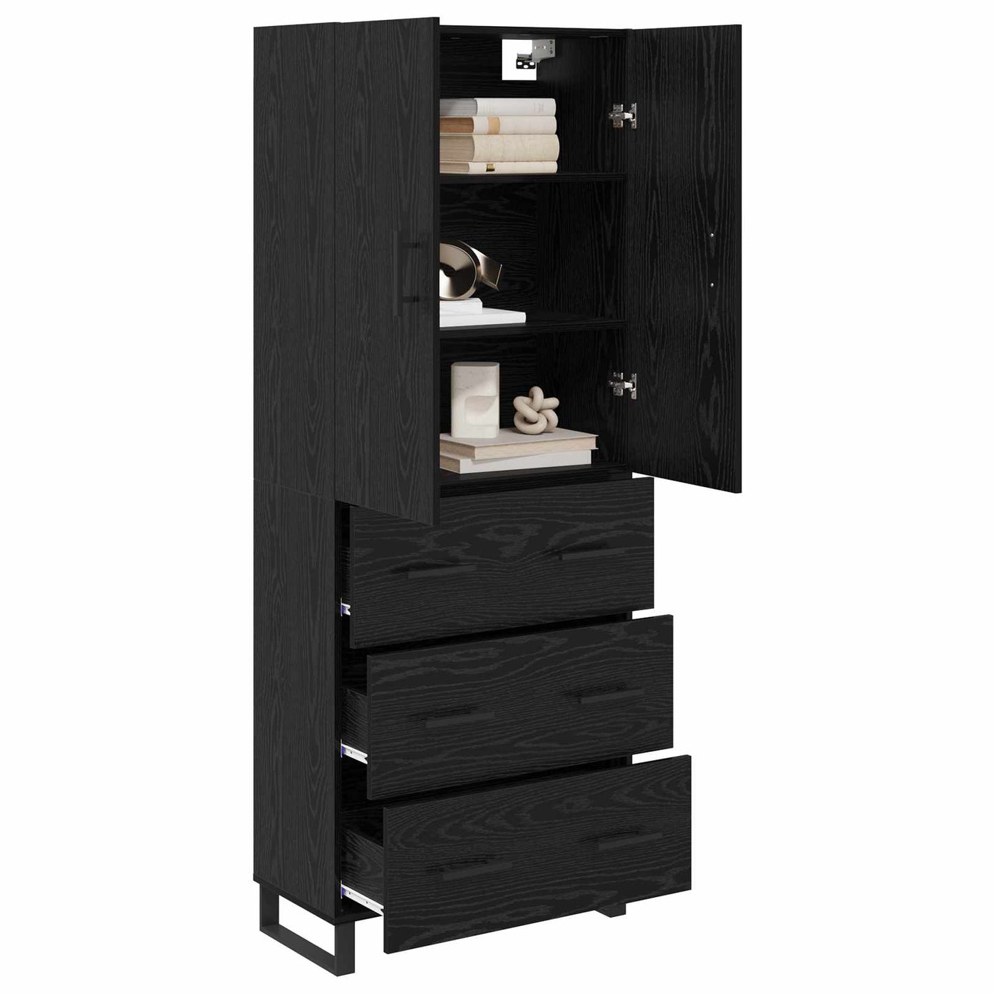 Magasfiú fiókkal 2 pcs Fekete tölgy 69,5 x 34 x 180 cm