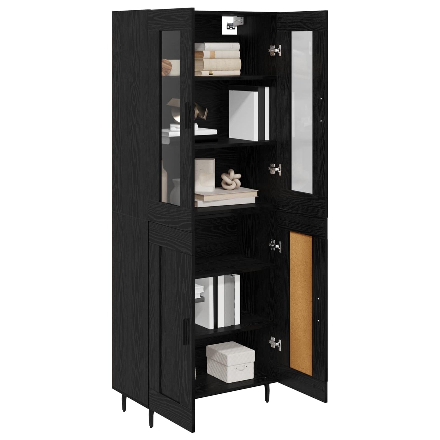 Magasfiú 2 pcs Fekete tölgy 69,5 x 34 x 180 cm Szerelt Fa