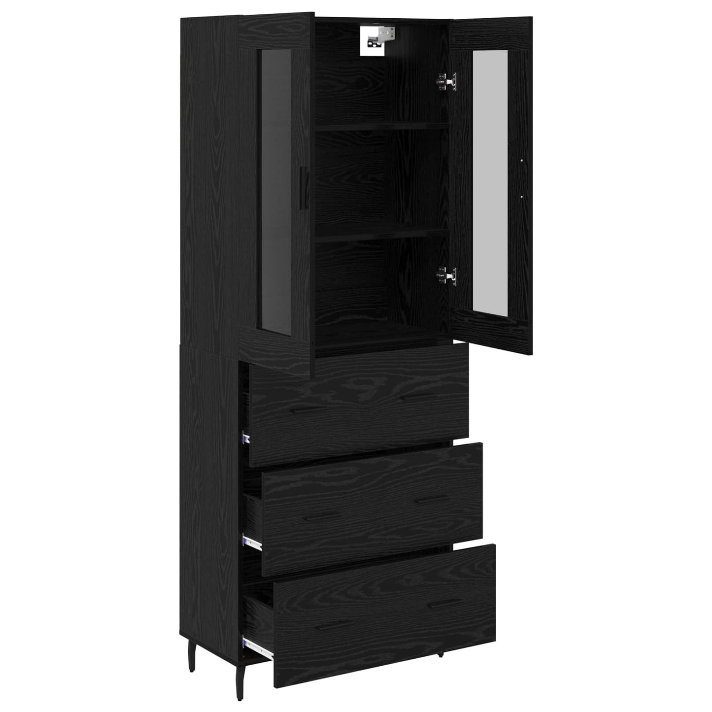 Magasfiú 2 pcs Fekete tölgy 69,5 x 34 x 180 cm Szerelt Fa