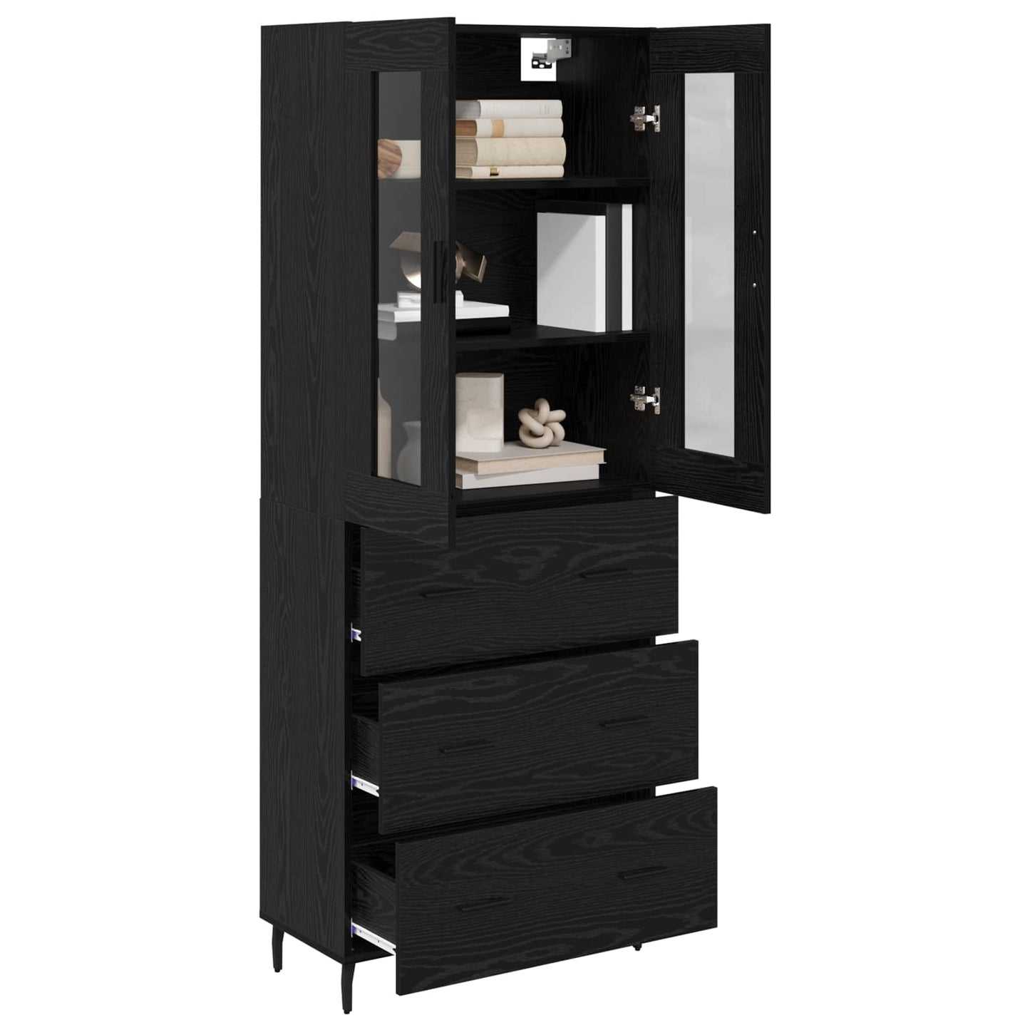 Magasfiú 2 pcs Fekete tölgy 69,5 x 34 x 180 cm Szerelt Fa