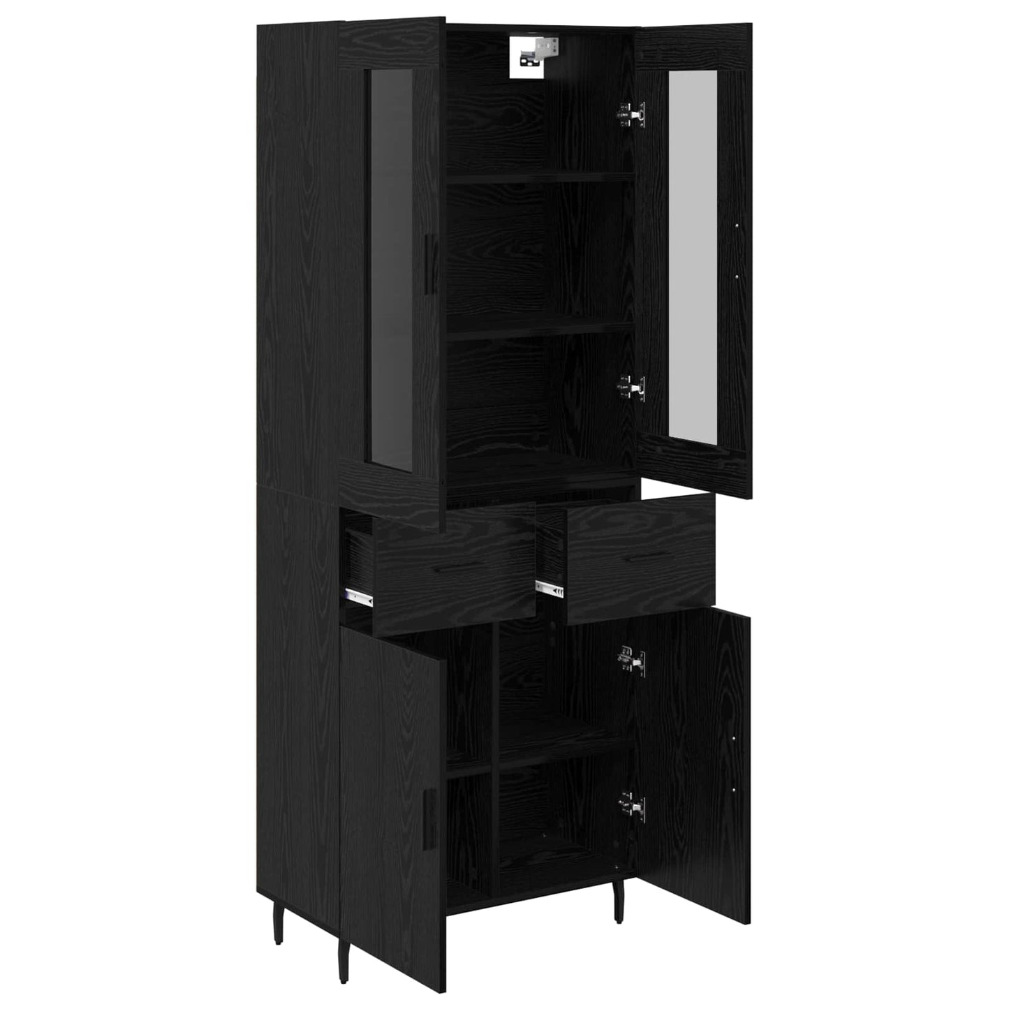 Magasfiú 2 pcs Fekete tölgy 69,5 x 34 x 180 cm Szerelt Fa