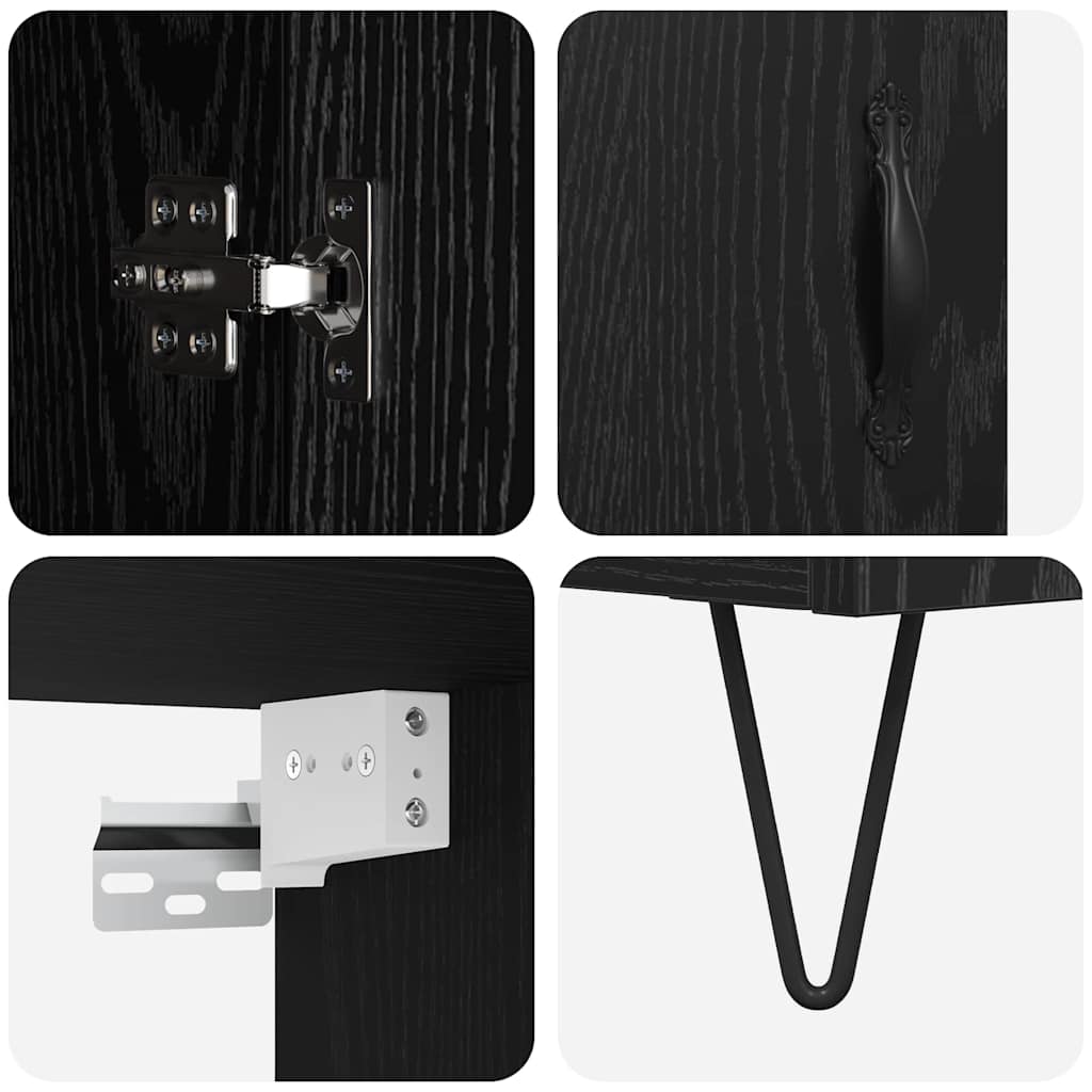 Magasfiú 2 pcs Fekete tölgy 69,5 x 34 x 180 cm