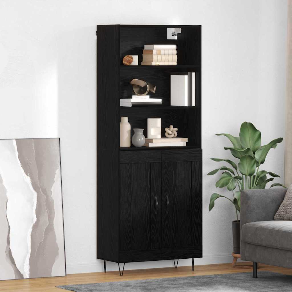 Magasfiú 2 pcs Fekete tölgy 69,5 x 34 x 180 cm