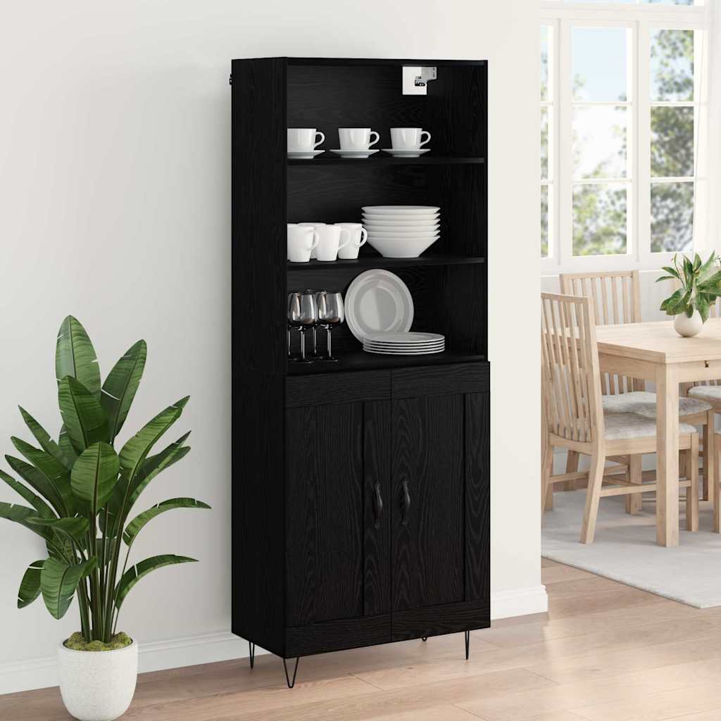 Magasfiú 2 pcs Fekete tölgy 69,5 x 34 x 180 cm