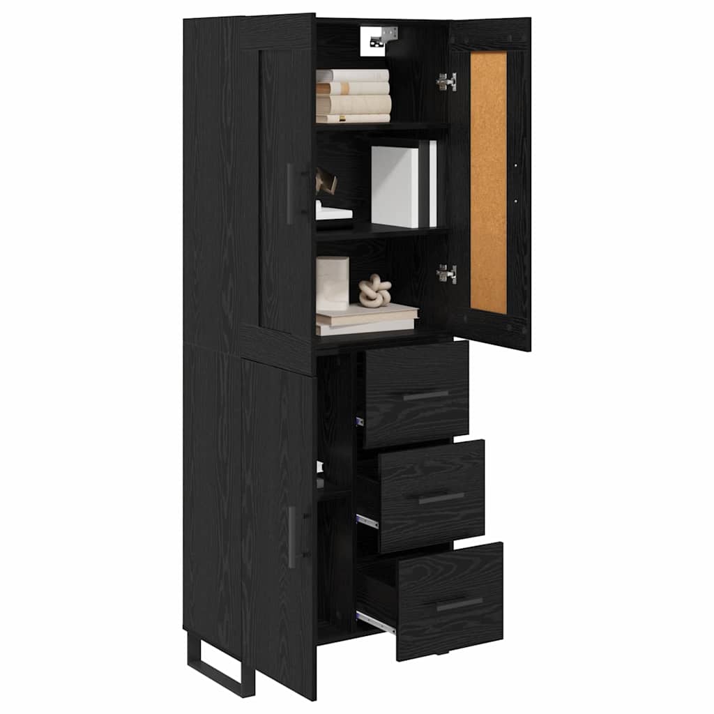 Magasfiú 2 pcs Fekete tölgy 69,5 x 34 x 180 cm
