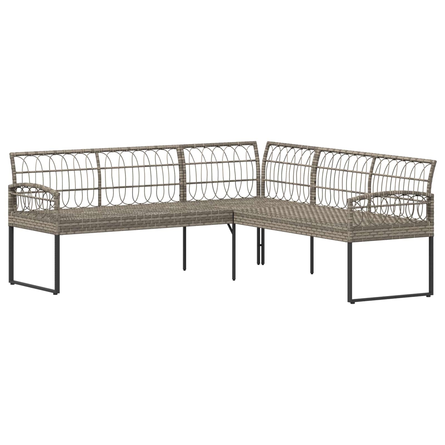 Kerti kanapé szett párnával 2 pcs Szürke Poli rattan és acél