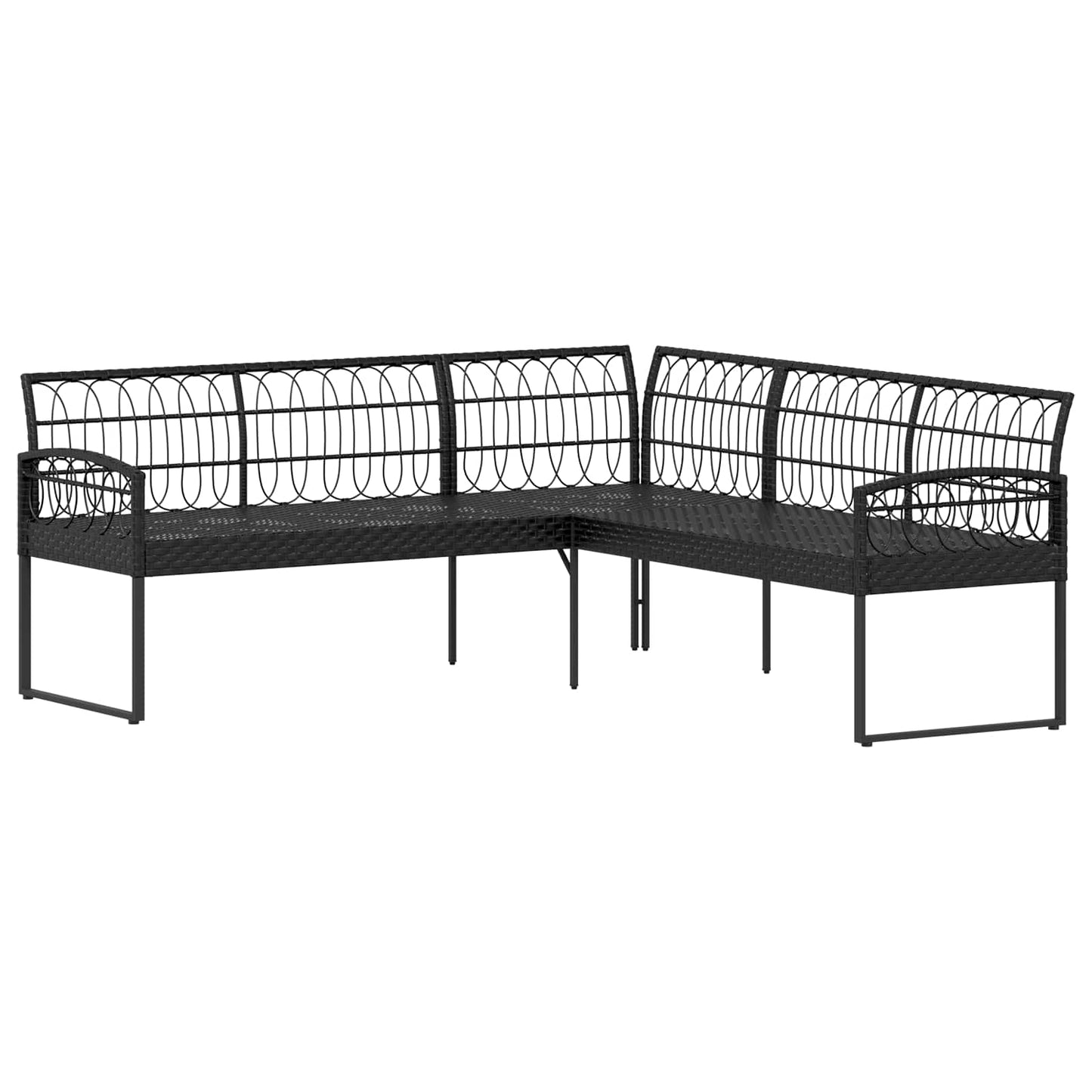 Kerti Kanapé Szett 2 pcs Fekete és Krém Poli Rattan Acél