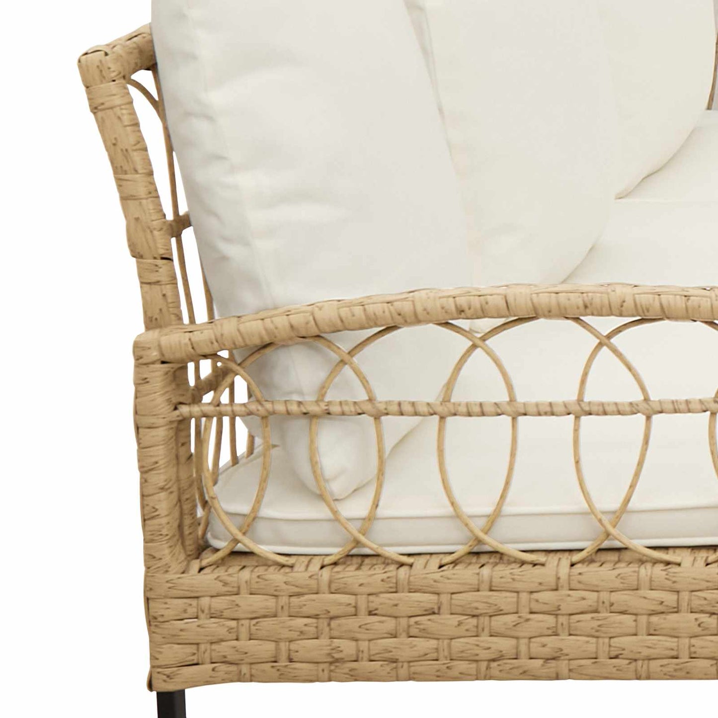 Kerti Kanapé Szett párnával 2 pcs Természetes Poli Rattan Acél