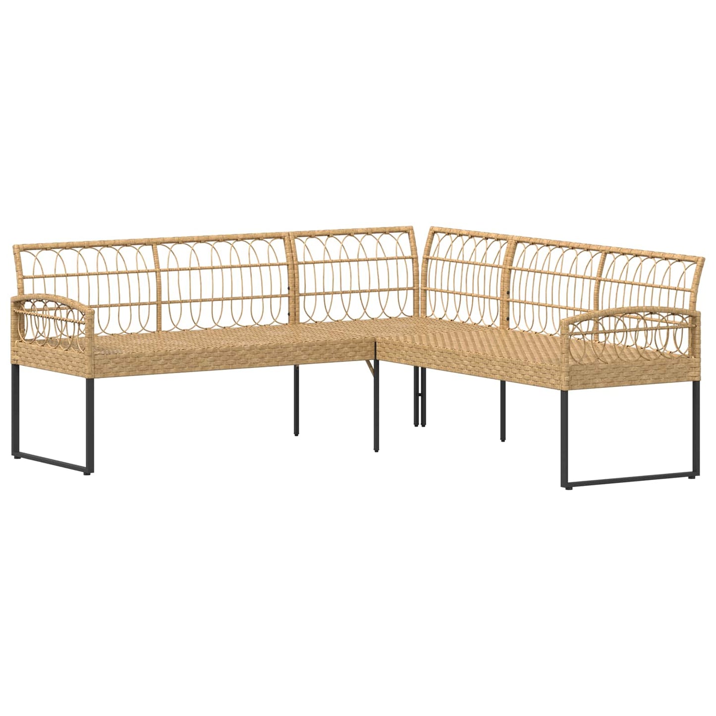 Kerti Kanapé Szett párnával 2 pcs Természetes Poli Rattan Acél