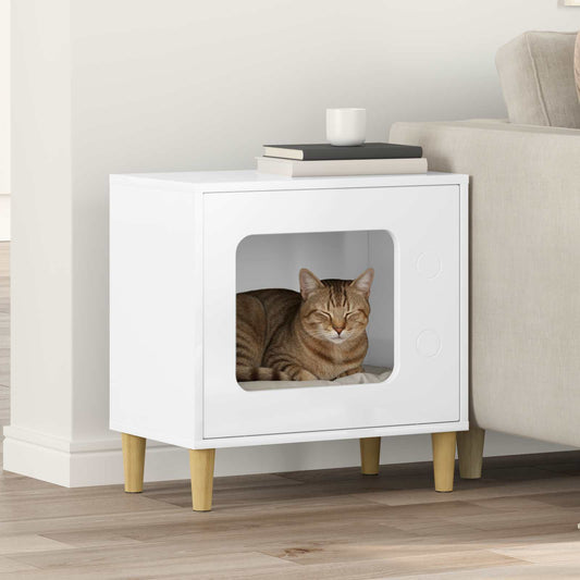Macska Ház Fényes Fehér 51 x 30 x 52 cm Faanyag
