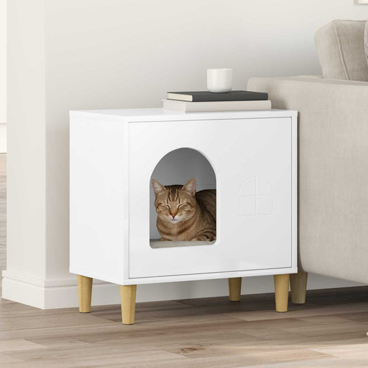 Macska Ház Fényes Fehér 51 x 30 x 52 cm Faanyag
