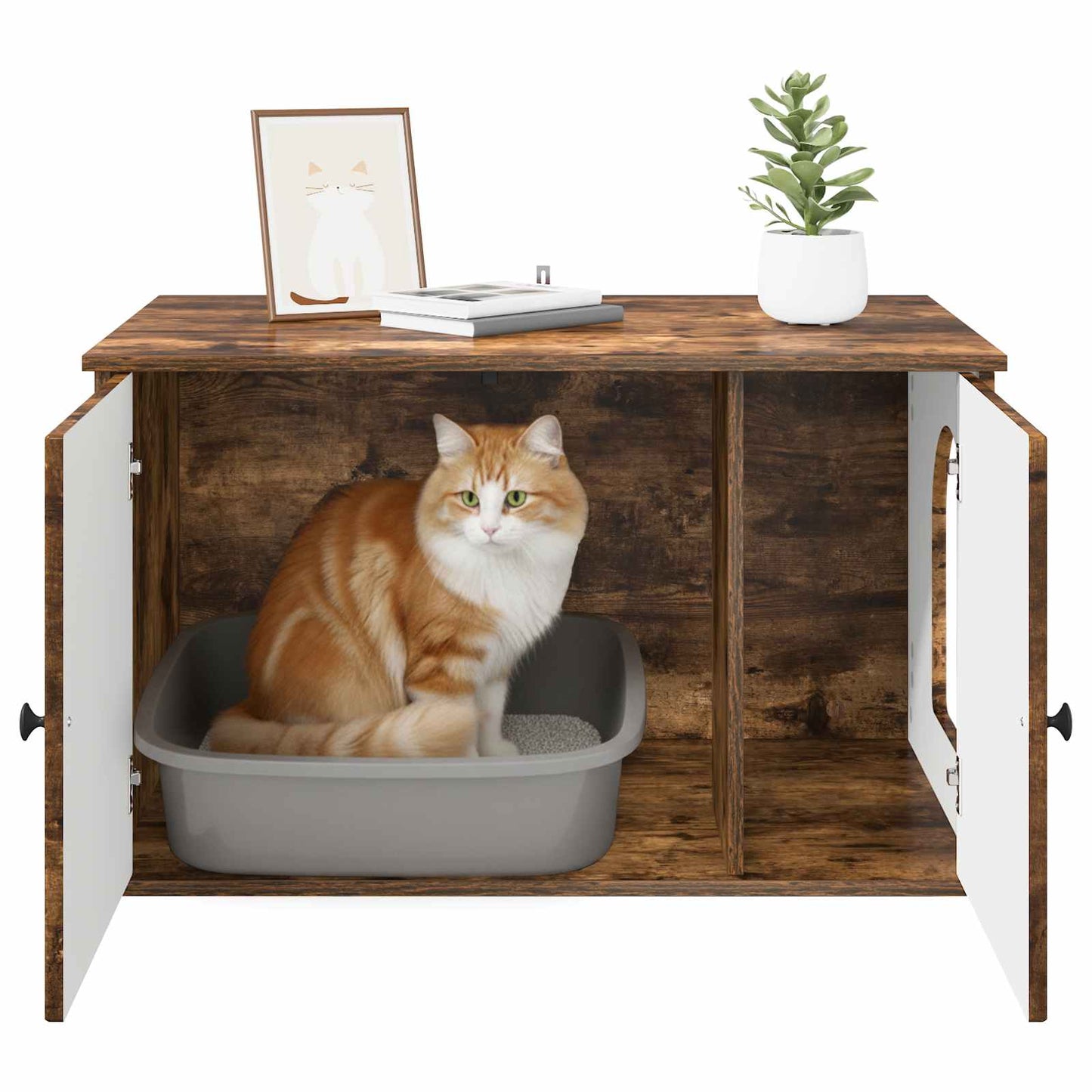 Macska Ház Füstölt tölgy 85 x 55 x 50,5 cm Szerelt Fa