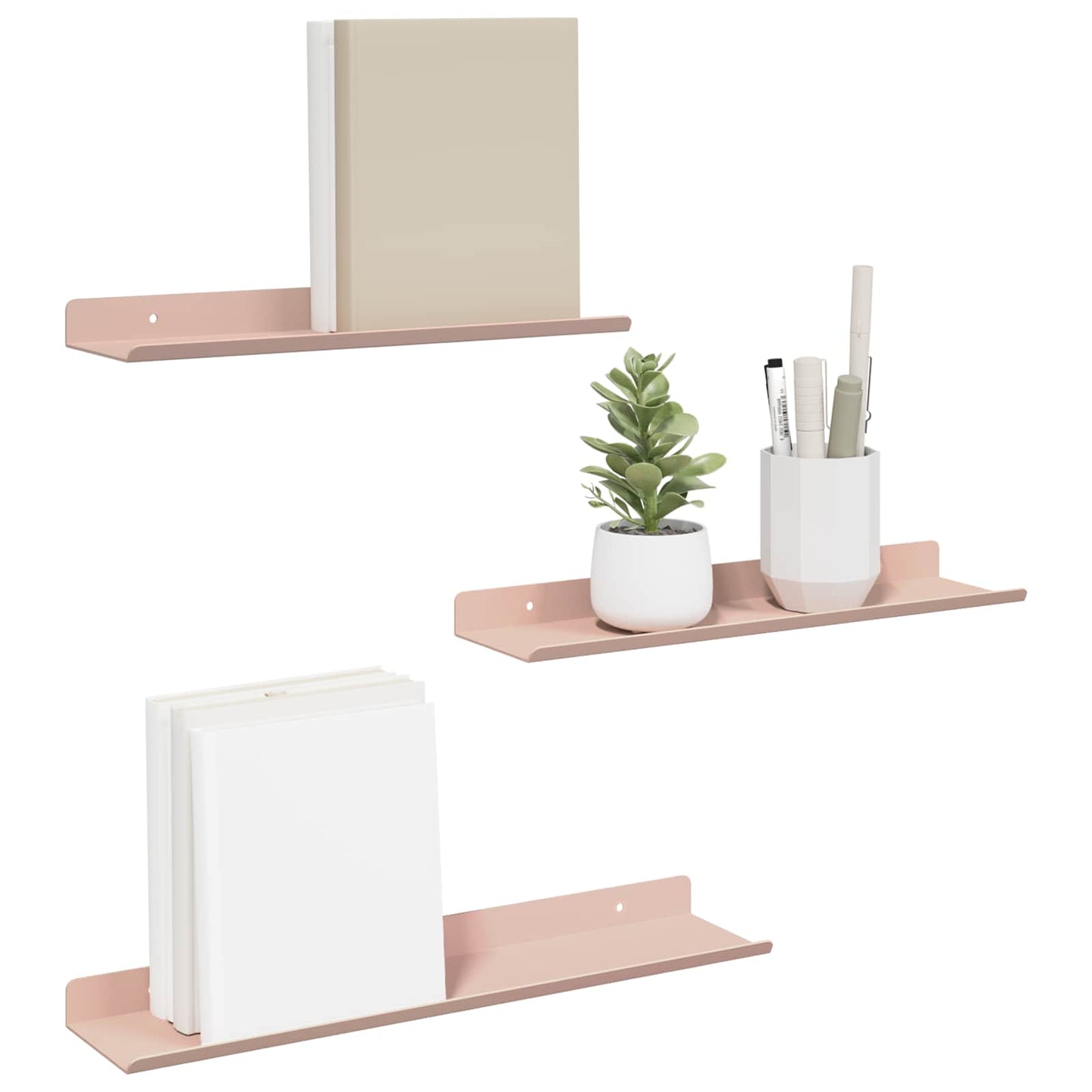 Lebegő polc 3 pcs Rózsaszín 40 x 9 x 2,5 cm Acél