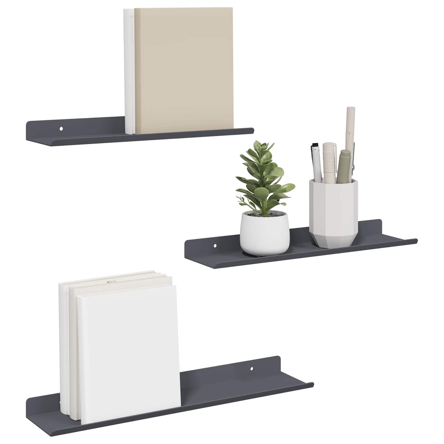 Lebegő polc 3 pcs Antracit 40 x 9 x 2,5 cm Acél