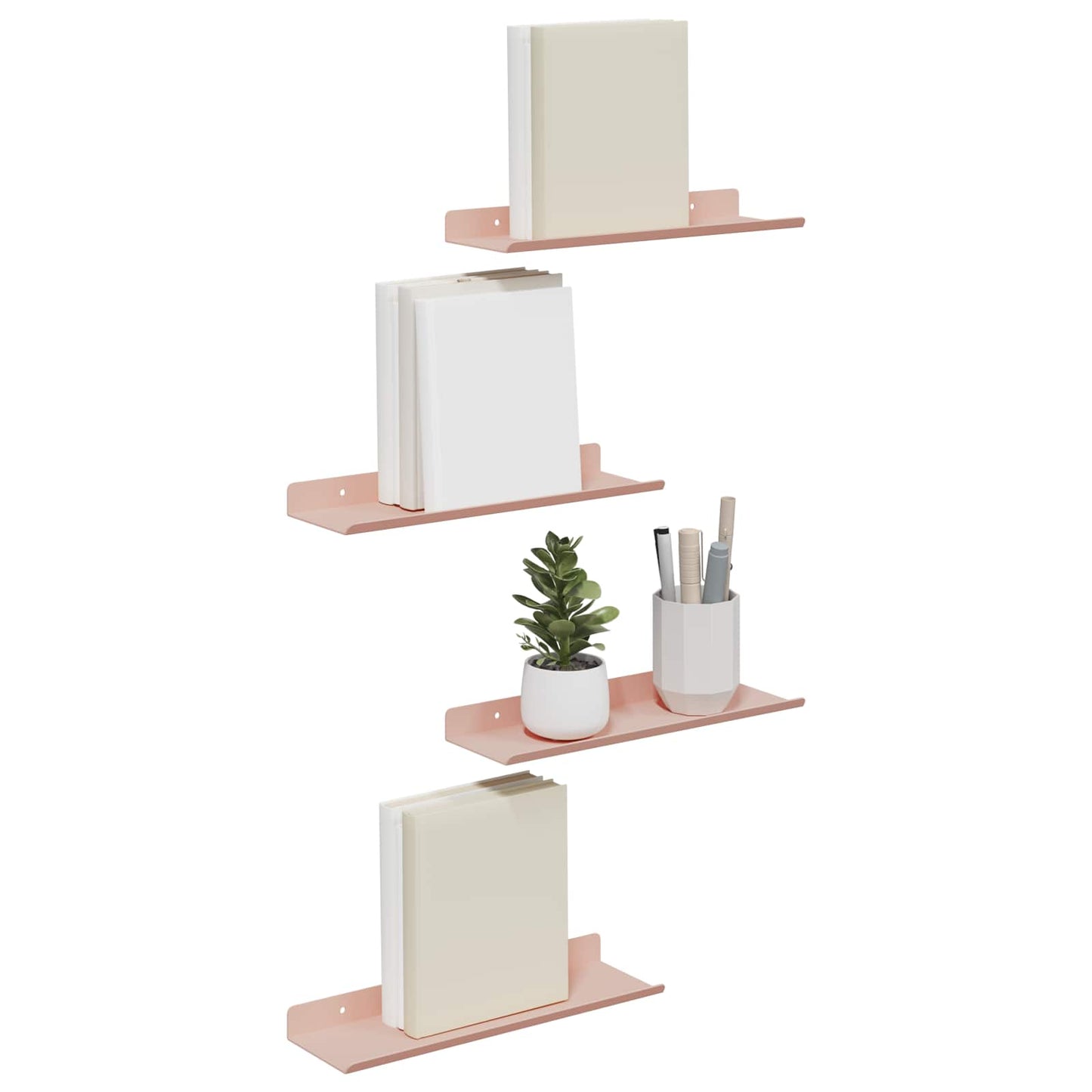 Lebegő polc 4 pcs Rózsaszín 30 x 9 x 2,5 cm Acél