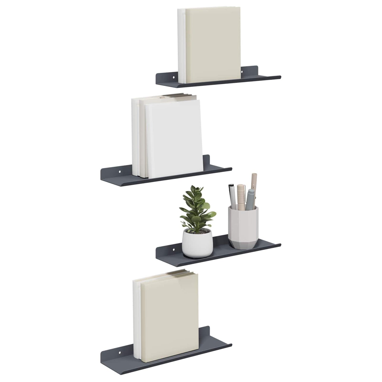 Lebegő polc 4 pcs Antracit 30 x 9 x 2,5 cm Acél