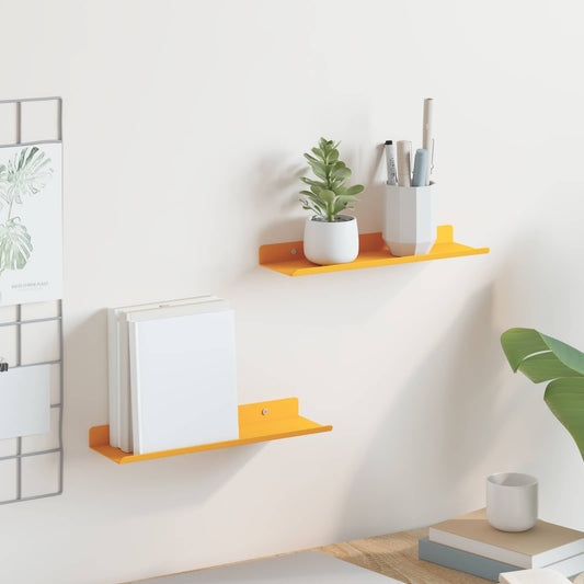 Lebegő polc 2 pcs Mustár sárga 30 x 9 x 2,5 cm Acél