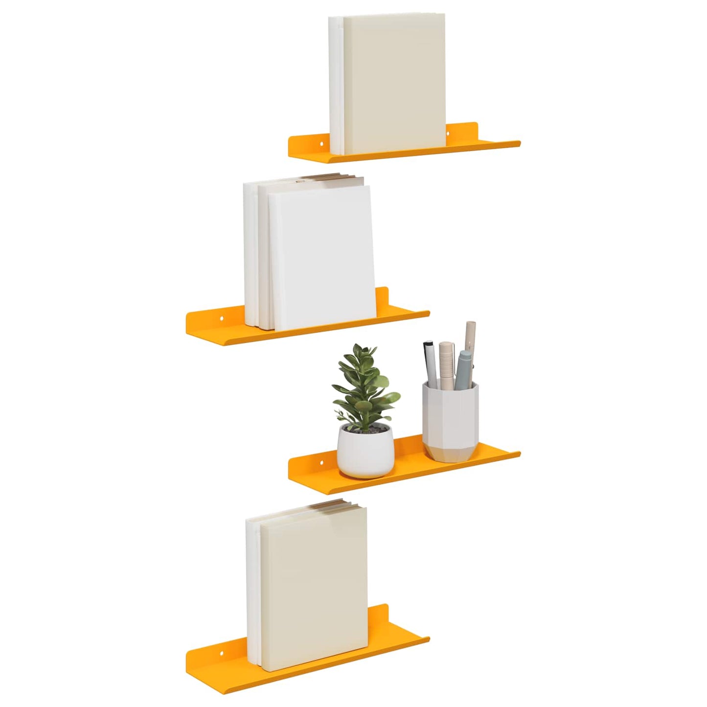 Lebegő polc 4 pcs Mustár sárga 30 x 9 x 2,5 cm Acél