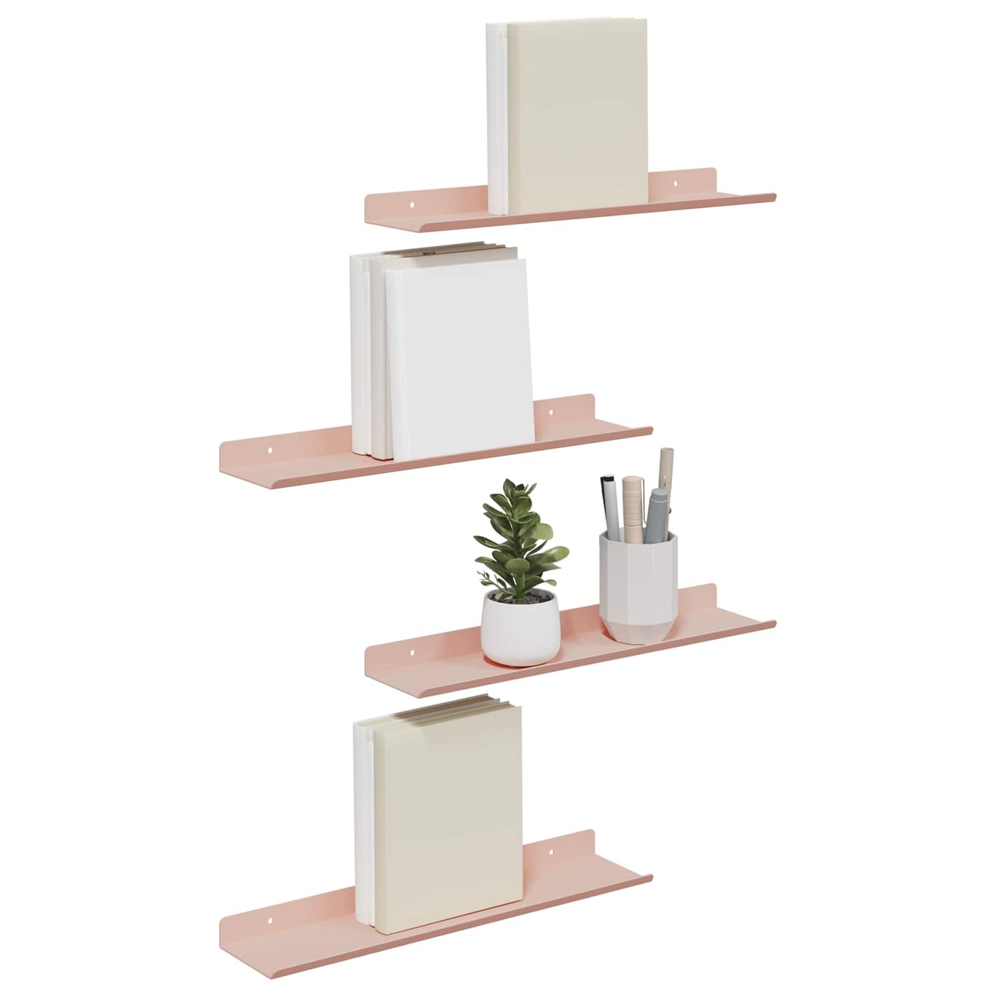 Lebegő polc 4 pcs Rózsaszín 40 x 8,5 x 2,5 cm Acél