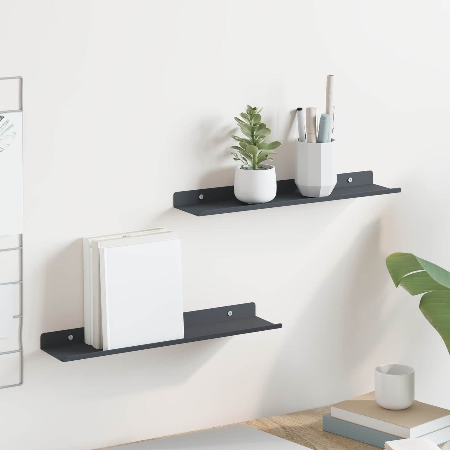 Lebegő polc 2 pcs Antracit 40 x 8,5 x 2,5 cm Acél