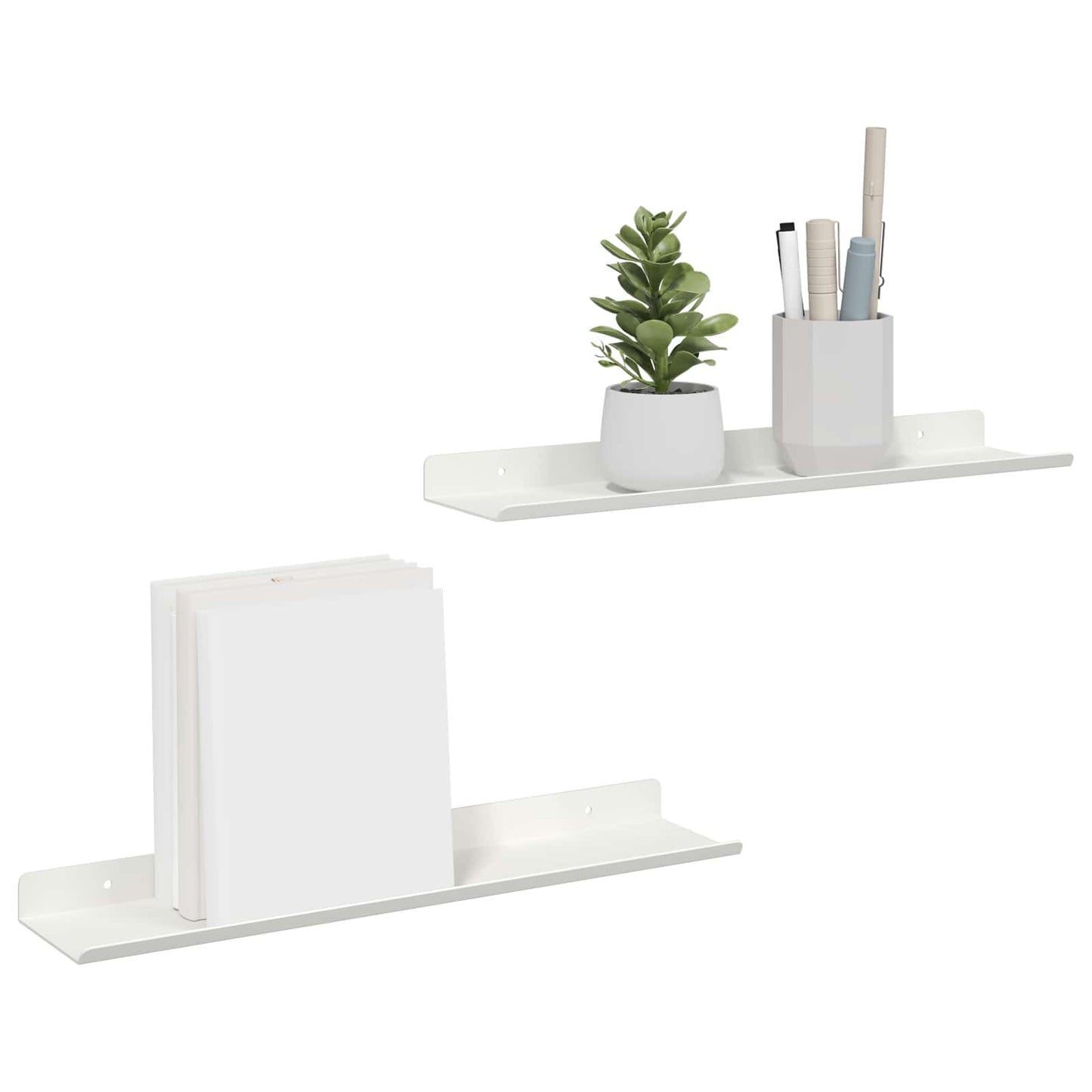 Lebegő polc Falra szerelhető 2 pcs Fehér 40 x 8,5 x 2,5 cm Acél