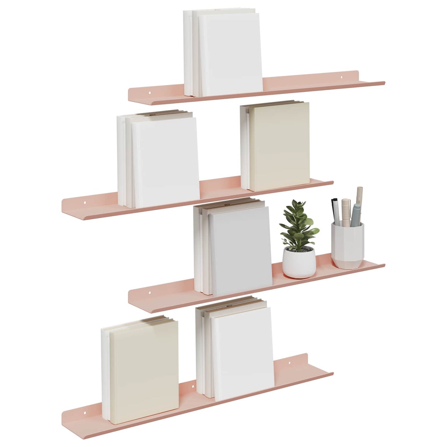 Lebegő polc 4 pcs Rózsaszín 60 x 8,5 x 2,5 cm Acél