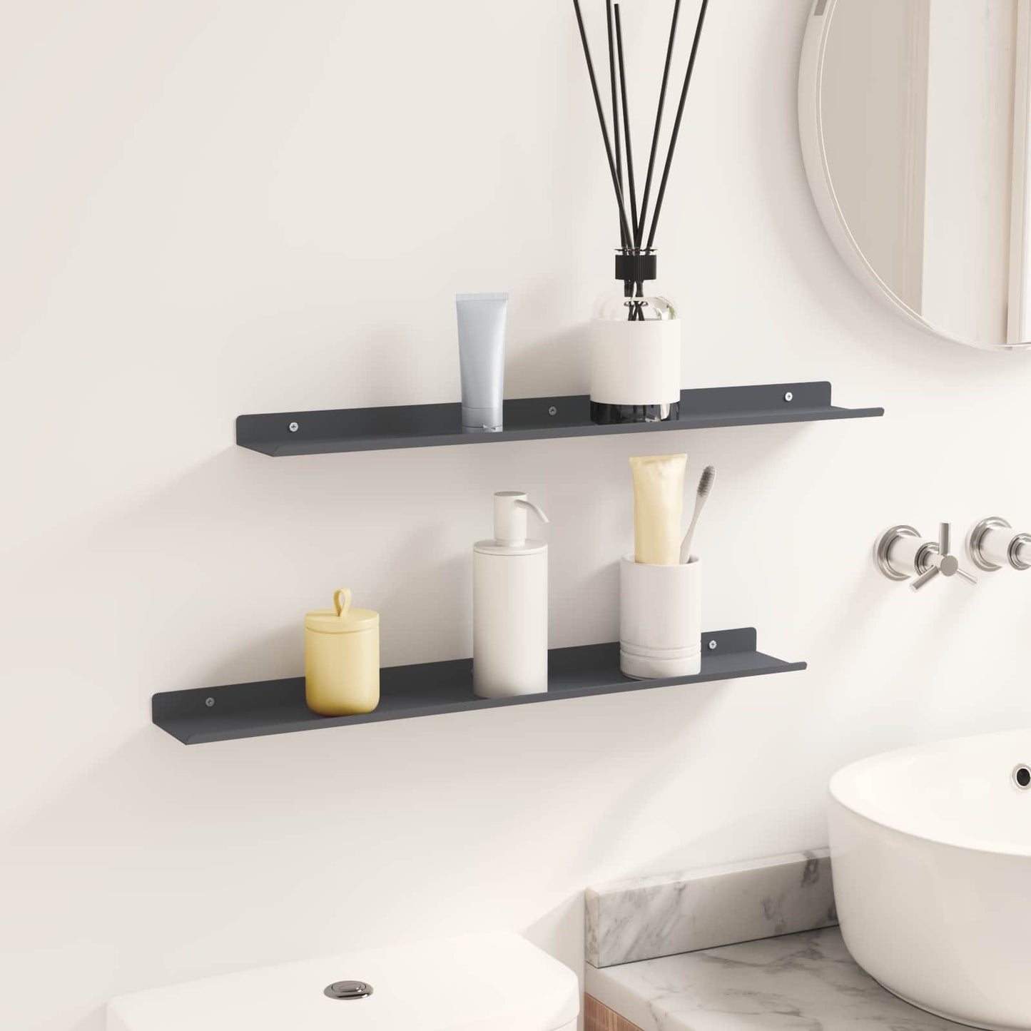 Lebegő polc 2 pcs Antracit 60 x 8,5 x 2,5 cm Acél