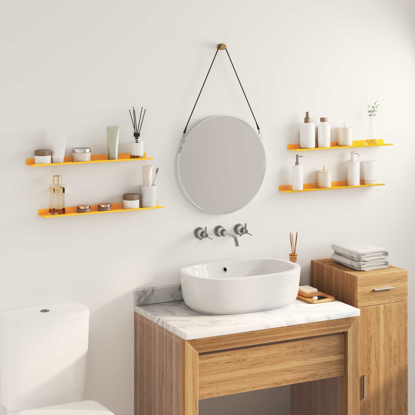 Lebegő polc 4 pcs Mustár sárga 60 x 8,5 x 2,5 cm Acél