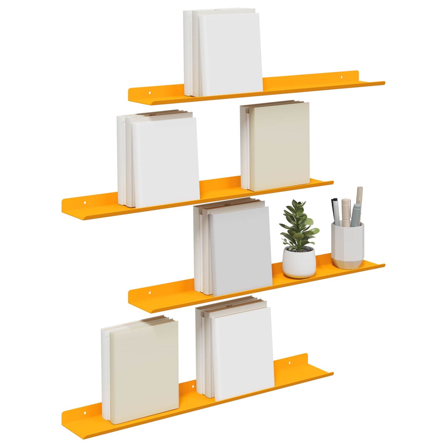 Lebegő polc 4 pcs Mustár sárga 60 x 8,5 x 2,5 cm Acél