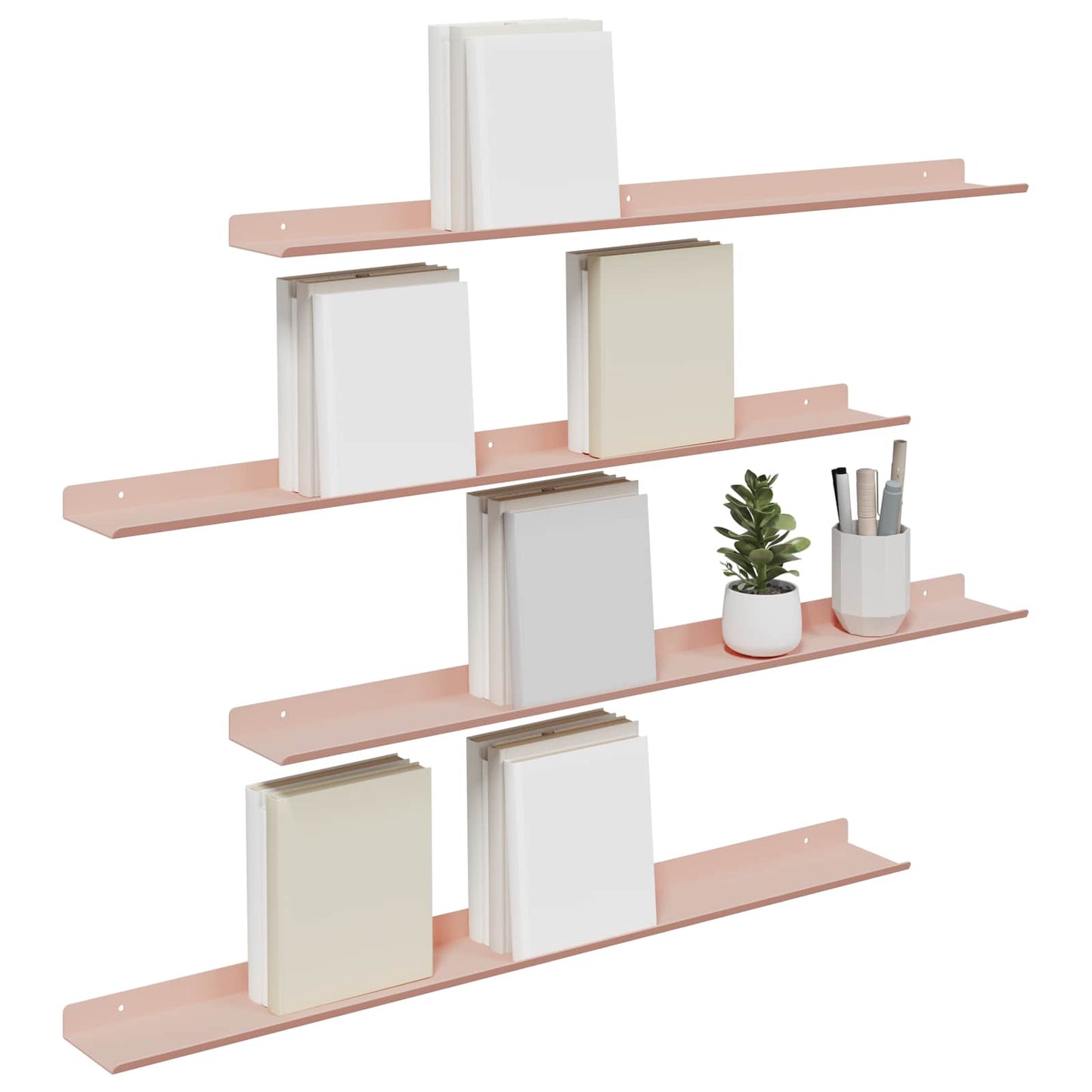 Lebegő polc 4 pcs Rózsaszín 80 x 9 x 2,5 cm Acél