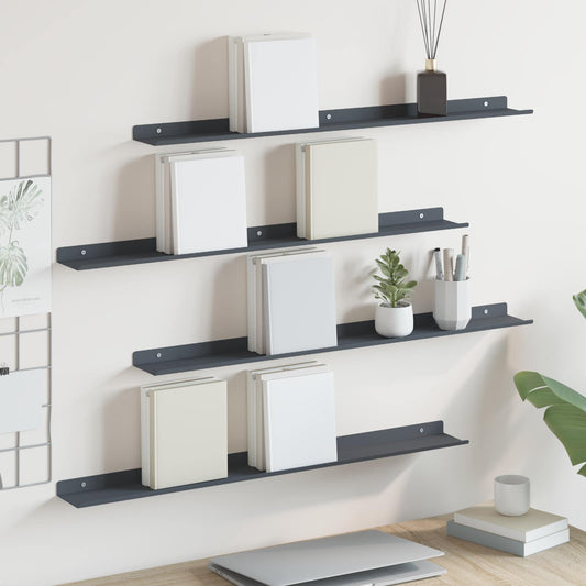 Lebegő polc 4 pcs Antracit 80 x 9 x 2,5 cm Acél