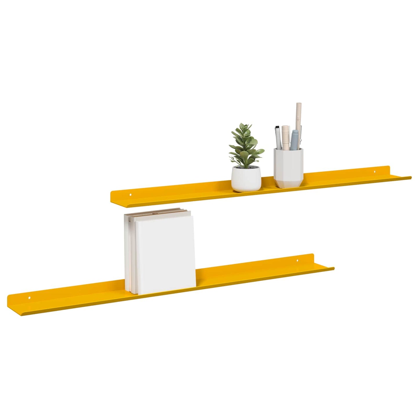 Lebegő polc 2 pcs Mustár sárga 80 x 9 x 2,5 cm Acél