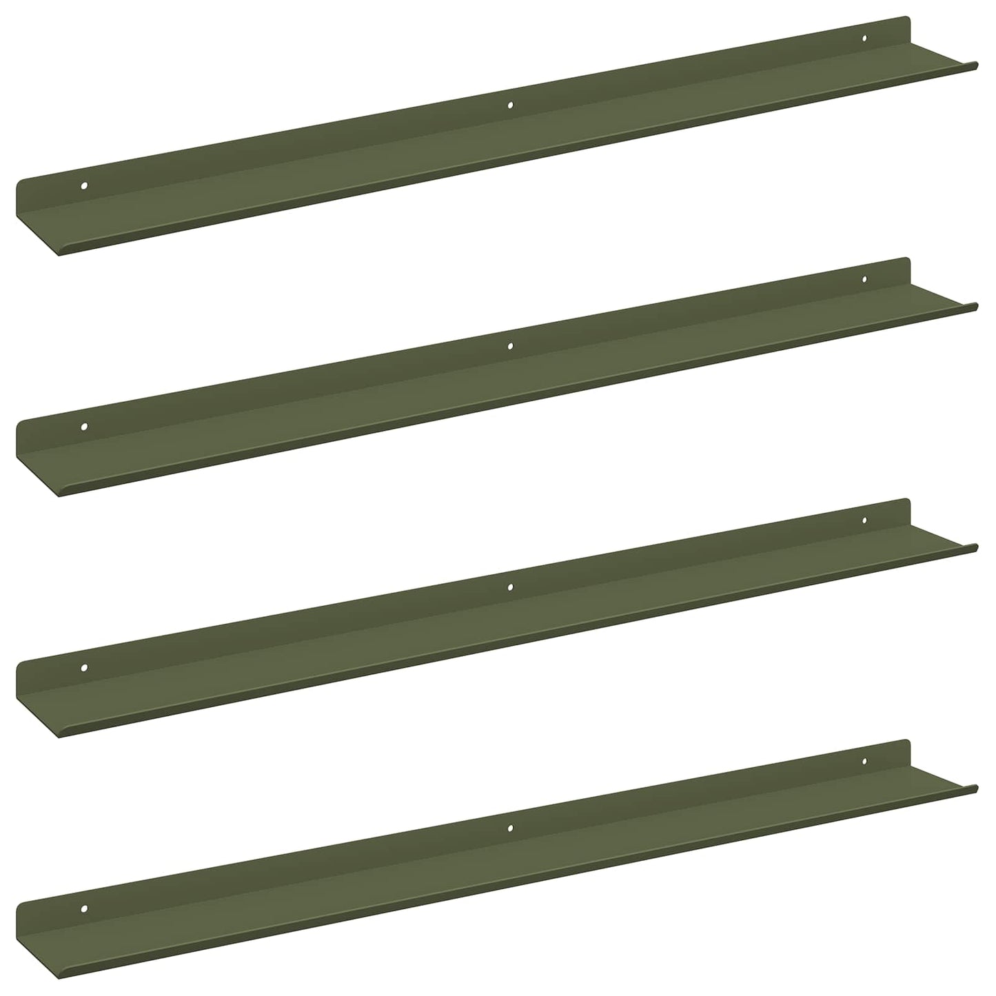 Lebegő polc 4 pcs Olajzöld 80 x 9 x 2,5 cm Acél